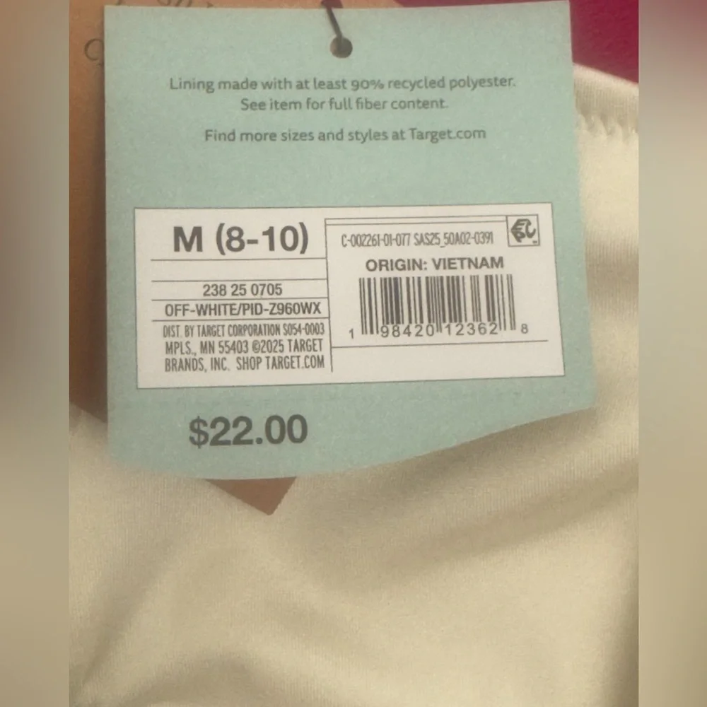 Belted, Off-White, High Waist, High Leg Cheeky Bikini Bottom Medium (8-10) NWT